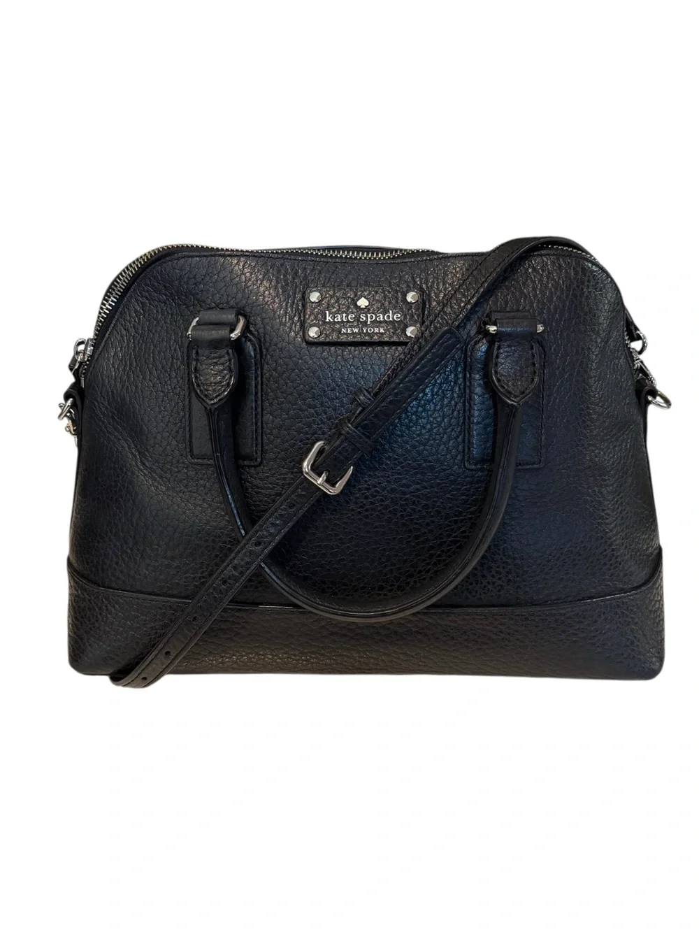 kate spade Bay Street Small Black Rachelle Pebbled Leather Dome Satchel
